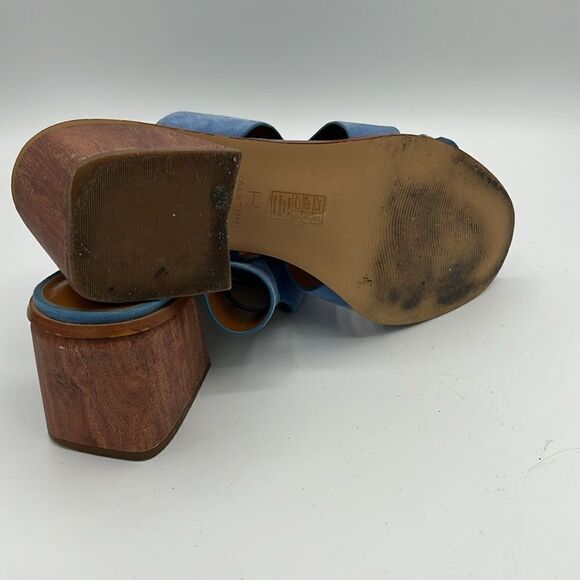H by Halston Blue Suede Chunky Heel Sandals Size 8.5 B34 - Picture 11 of 11